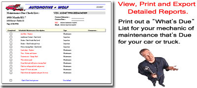 Includes many Car Maintenance and Car Care Reports